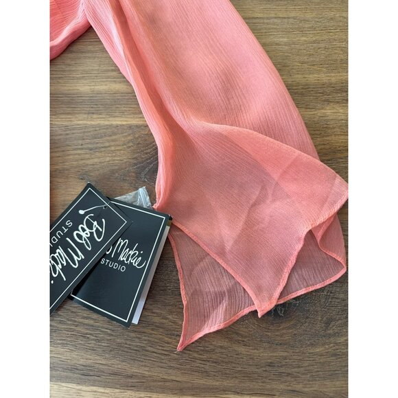 Bob Mackie Studio Coral Beaded Silk Blouse Size 16 Long Sleeve Top NWT - Picture 5 of 6